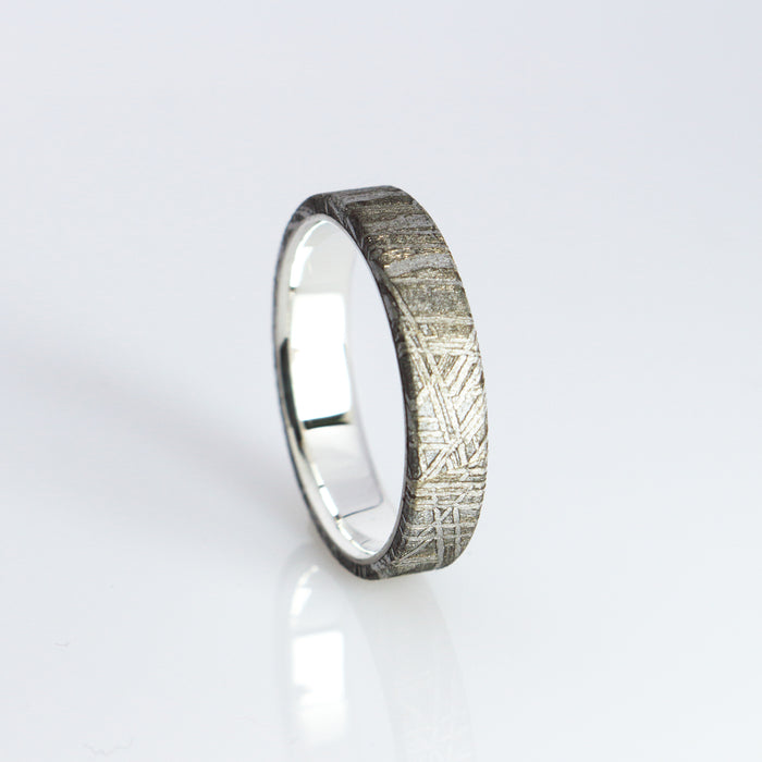Schlichter Meteoritenring mit Silber